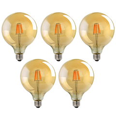 5 Pack E27 LED Edison Dimmable Vintage Amber Glass Warm white 2700K Light Bulbs - TikTopia