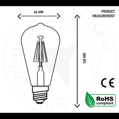 E27 ST64 Vintage LED Dimmable  Bulbs, 8W Edison Light Bulb, - TikTopia