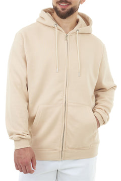 BASIC MENS ZIPPER HOODIE STONE S - TikTopia