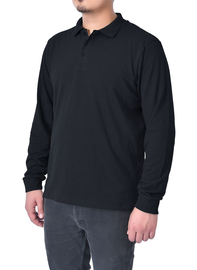 LS POLO SHIRT  BLACK M - TikTopia