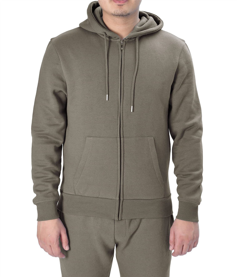 MENS ZIP HOODIE KHAKI L - TikTopia