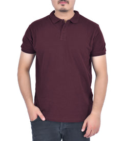SHORT SLEEVE POLO SHIRT  BURGUNDY L - TikTopia