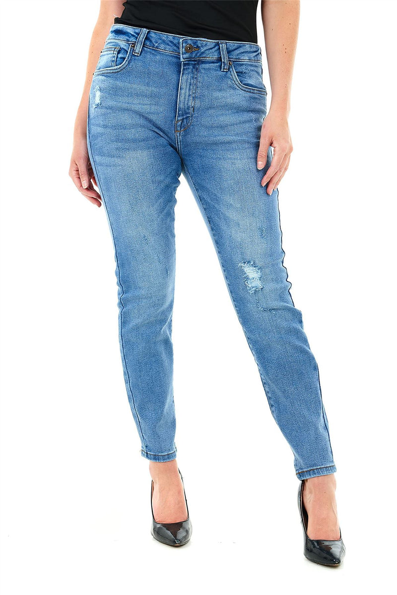 RIP KNEE SKINNY MID BLUE WASH 26 - TikTopia