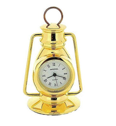 Miniature Clock Gold Plated Metal Hurricane Lamp Solid Brass - TikTopia