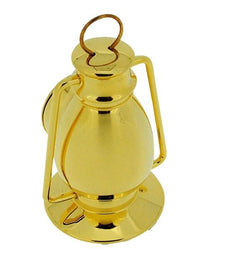 Miniature Clock Gold Plated Metal Hurricane Lamp Solid Brass - TikTopia