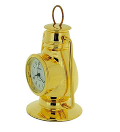 Miniature Clock Gold Plated Metal Hurricane Lamp Solid Brass - TikTopia