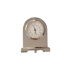 Retro Miniature Clock Silvertone Plated Metal Solid Brass - TikTopia