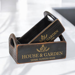 SET 2 BLACK WOODEN CRATES - TikTopia