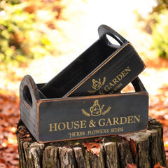 SET 2 BLACK WOODEN CRATES - TikTopia