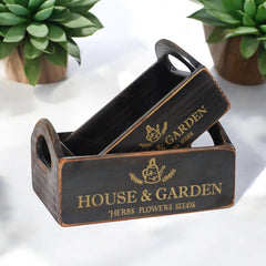 SET 2 BLACK WOODEN CRATES - TikTopia