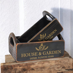 SET 2 BLACK WOODEN CRATES - TikTopia