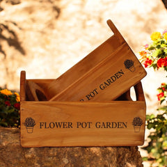 SET 2 WOODEN FLOWER PLANTERS - TikTopia