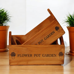 SET 2 WOODEN FLOWER PLANTERS - TikTopia