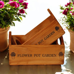 SET 2 WOODEN FLOWER PLANTERS - TikTopia