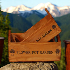 SET 2 WOODEN FLOWER PLANTERS - TikTopia