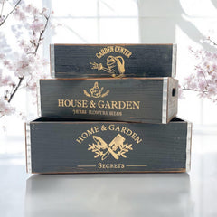38/34/30CM SET 3 BLACK WOODEN TRAYS - TikTopia