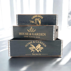 38/34/30CM SET 3 BLACK WOODEN TRAYS - TikTopia