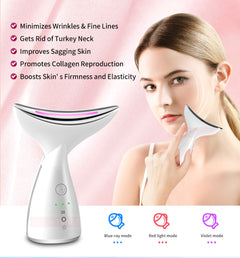 EMS Microcurrent Neck Face Beauty Device With 3 Colors LED Photon Therapy Skin Tighten Reduce Double Chin Face Lifting Devices - TikTopia