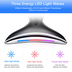 EMS Microcurrent Neck Face Beauty Device With 3 Colors LED Photon Therapy Skin Tighten Reduce Double Chin Face Lifting Devices - TikTopia