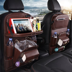 PU Leather Car Storage Bag Multifunction Seat Back Tray Hanging Bag Waterproof Car Organizer Automotive Interior Accessories - TikTopia