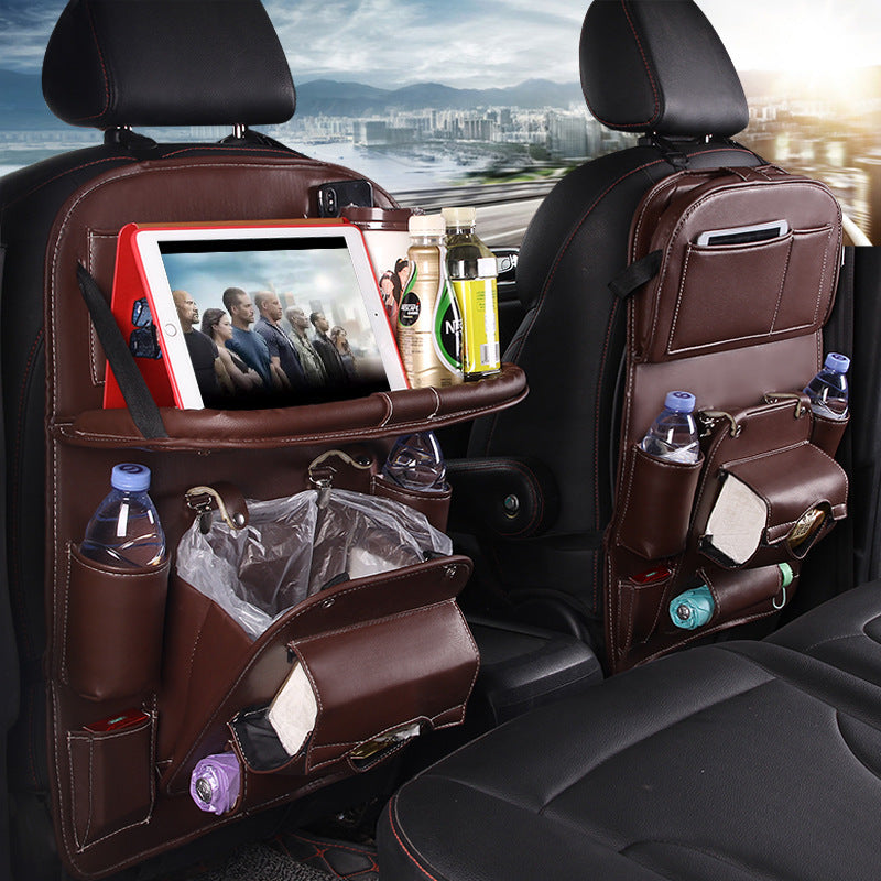 PU Leather Car Storage Bag Multifunction Seat Back Tray Hanging Bag Waterproof Car Organizer Automotive Interior Accessories - TikTopia