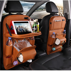 PU Leather Car Storage Bag Multifunction Seat Back Tray Hanging Bag Waterproof Car Organizer Automotive Interior Accessories - TikTopia