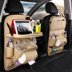 PU Leather Car Storage Bag Multifunction Seat Back Tray Hanging Bag Waterproof Car Organizer Automotive Interior Accessories - TikTopia
