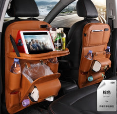 PU Leather Car Storage Bag Multifunction Seat Back Tray Hanging Bag Waterproof Car Organizer Automotive Interior Accessories - TikTopia