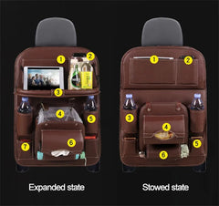 PU Leather Car Storage Bag Multifunction Seat Back Tray Hanging Bag Waterproof Car Organizer Automotive Interior Accessories - TikTopia