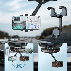 Rotatable And Retractable Car Phone Holder Rearview Mirror UK Stock - TikTopia