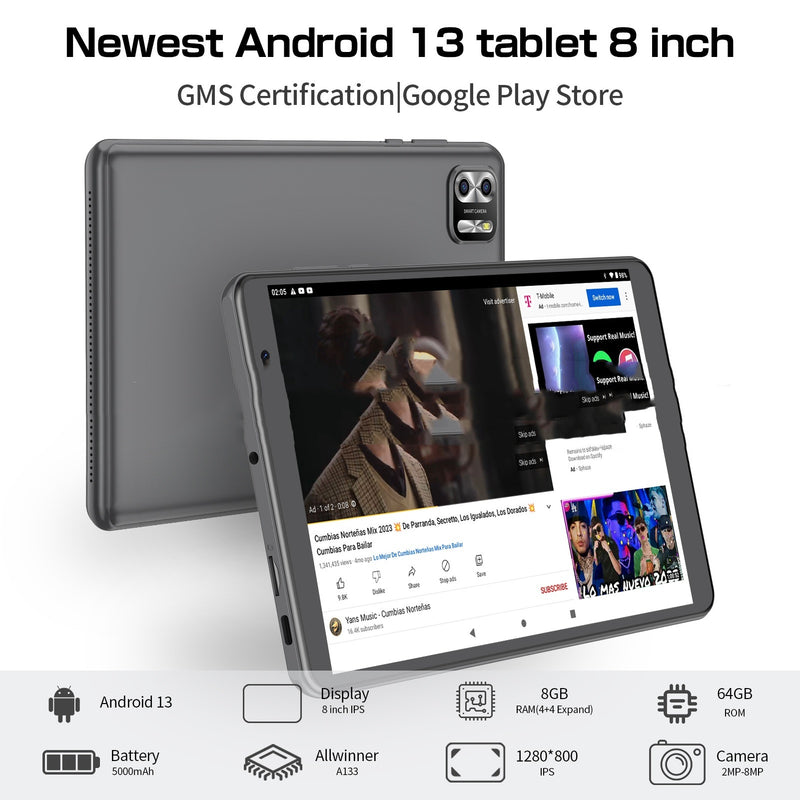 8-inch Eight-core Tablet PC Android 13 System 64g Large Capacity - TikTopia