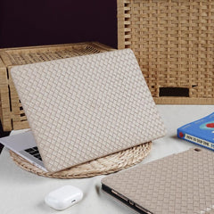 Milk Tea Color Leather Woven Computer Case - TikTopia