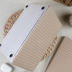 Milk Tea Color Leather Woven Computer Case - TikTopia