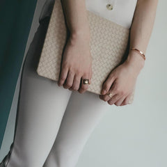 Milk Tea Color Leather Woven Computer Case - TikTopia