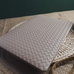 Milk Tea Color Leather Woven Computer Case - TikTopia