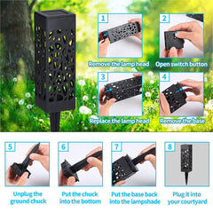 4X Solar Powered LED Garden Stake Lights Patio Yard Lawn Waterproof Outdoor - TikTopia