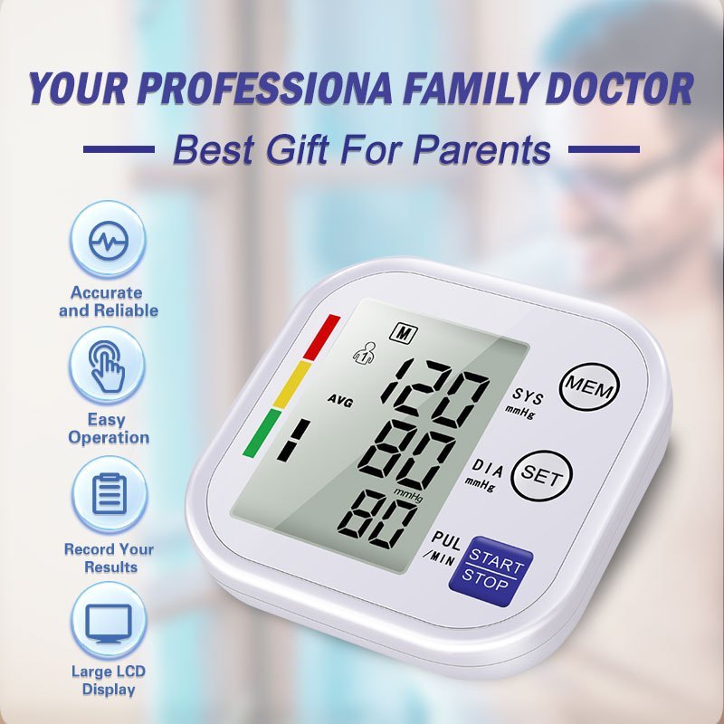 Multifunctional Home Blood Pressure Monitor With Cuff To Record Measurements And Track Heart Rate - TikTopia