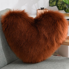 Throw Pillows Heart Shape Long Plush Fluffy Shaggy Cushion Cover Sofa Cushions Decorative Pillow Covers Pillowcase White - TikTopia