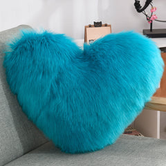 Throw Pillows Heart Shape Long Plush Fluffy Shaggy Cushion Cover Sofa Cushions Decorative Pillow Covers Pillowcase White - TikTopia