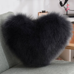 Throw Pillows Heart Shape Long Plush Fluffy Shaggy Cushion Cover Sofa Cushions Decorative Pillow Covers Pillowcase White - TikTopia
