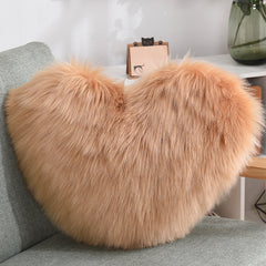 Throw Pillows Heart Shape Long Plush Fluffy Shaggy Cushion Cover Sofa Cushions Decorative Pillow Covers Pillowcase White - TikTopia
