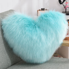 Throw Pillows Heart Shape Long Plush Fluffy Shaggy Cushion Cover Sofa Cushions Decorative Pillow Covers Pillowcase White - TikTopia