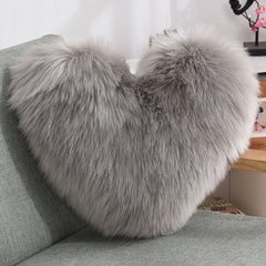 Throw Pillows Heart Shape Long Plush Fluffy Shaggy Cushion Cover Sofa Cushions Decorative Pillow Covers Pillowcase White - TikTopia