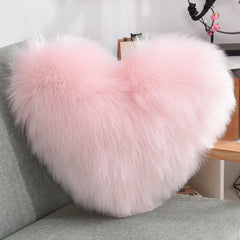 Throw Pillows Heart Shape Long Plush Fluffy Shaggy Cushion Cover Sofa Cushions Decorative Pillow Covers Pillowcase White - TikTopia