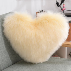 Throw Pillows Heart Shape Long Plush Fluffy Shaggy Cushion Cover Sofa Cushions Decorative Pillow Covers Pillowcase White - TikTopia