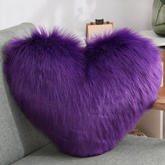 Throw Pillows Heart Shape Long Plush Fluffy Shaggy Cushion Cover Sofa Cushions Decorative Pillow Covers Pillowcase White - TikTopia
