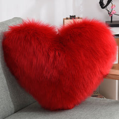 Throw Pillows Heart Shape Long Plush Fluffy Shaggy Cushion Cover Sofa Cushions Decorative Pillow Covers Pillowcase White - TikTopia