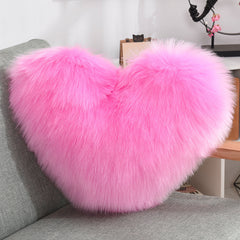 Throw Pillows Heart Shape Long Plush Fluffy Shaggy Cushion Cover Sofa Cushions Decorative Pillow Covers Pillowcase White - TikTopia