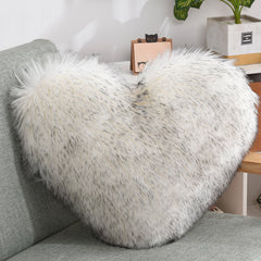 Throw Pillows Heart Shape Long Plush Fluffy Shaggy Cushion Cover Sofa Cushions Decorative Pillow Covers Pillowcase White - TikTopia