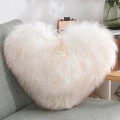 Throw Pillows Heart Shape Long Plush Fluffy Shaggy Cushion Cover Sofa Cushions Decorative Pillow Covers Pillowcase White - TikTopia